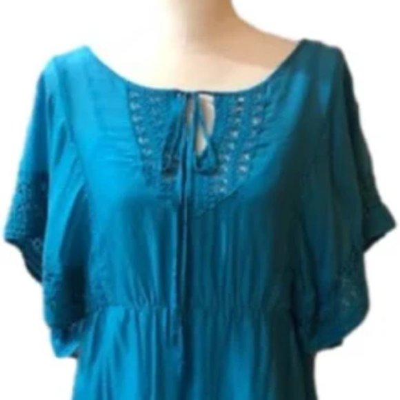 Anthropologie HD in Paris Crochet Turquoise Tunic Dress, Size 2 - Picture 4 of 7